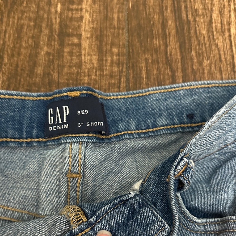 GAP Light Blue Distressed Jean Shorts - Picture 2 of 3